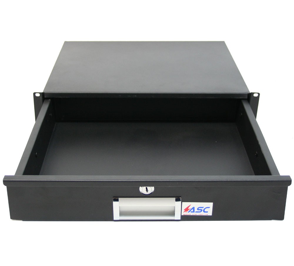 19" Rack Mount 2U Pro Audio DJ Server Rack Locking Drawer Storage Cabinet Lock