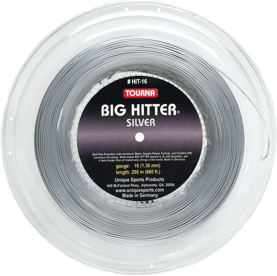 Big Hitter Silver Co-Poly 16G Tennis String Reel - Durable & Powerful Performanc