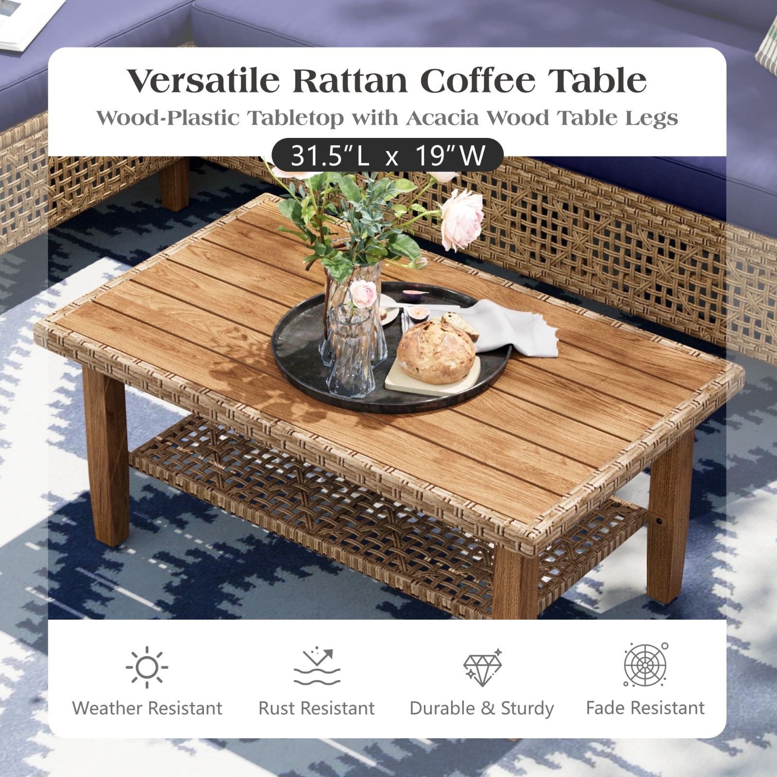 Outdoor Furniture Rattan Patio Furniture Set Patio Conversation Set Wicker Sofa