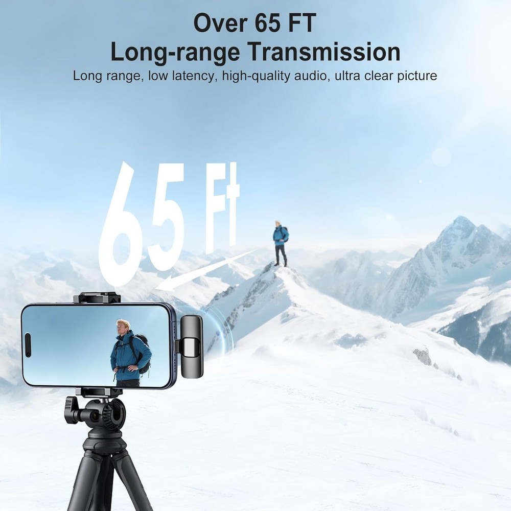 Compact Wireless Lavalier Mic for Content Creators - iPhone & Android Compatible