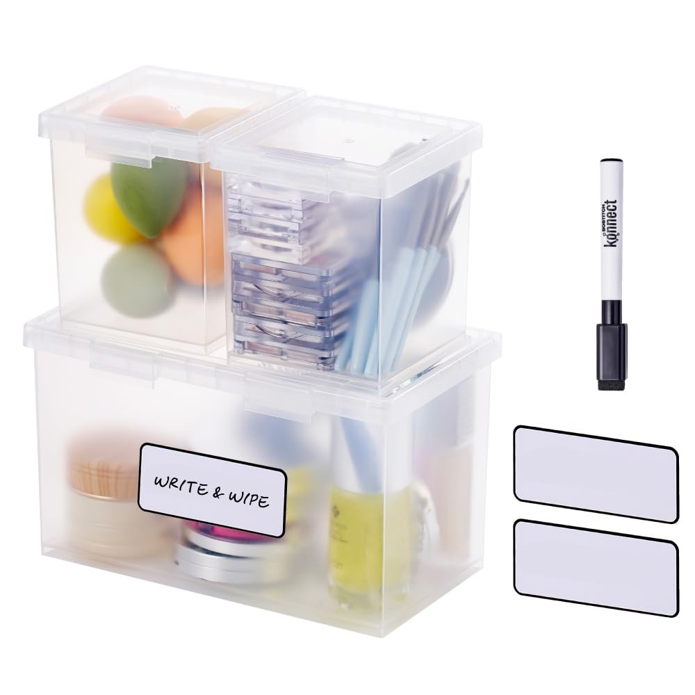 Bostitch Konnect Storage Containers with Combo pack 1 Large, 2 Medium, Clear