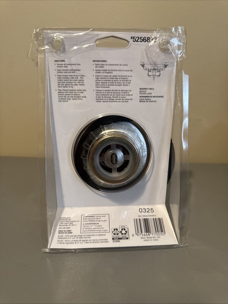 ALLEN + ROTH FIXED POST SINK STRAINER - NO. 5256826