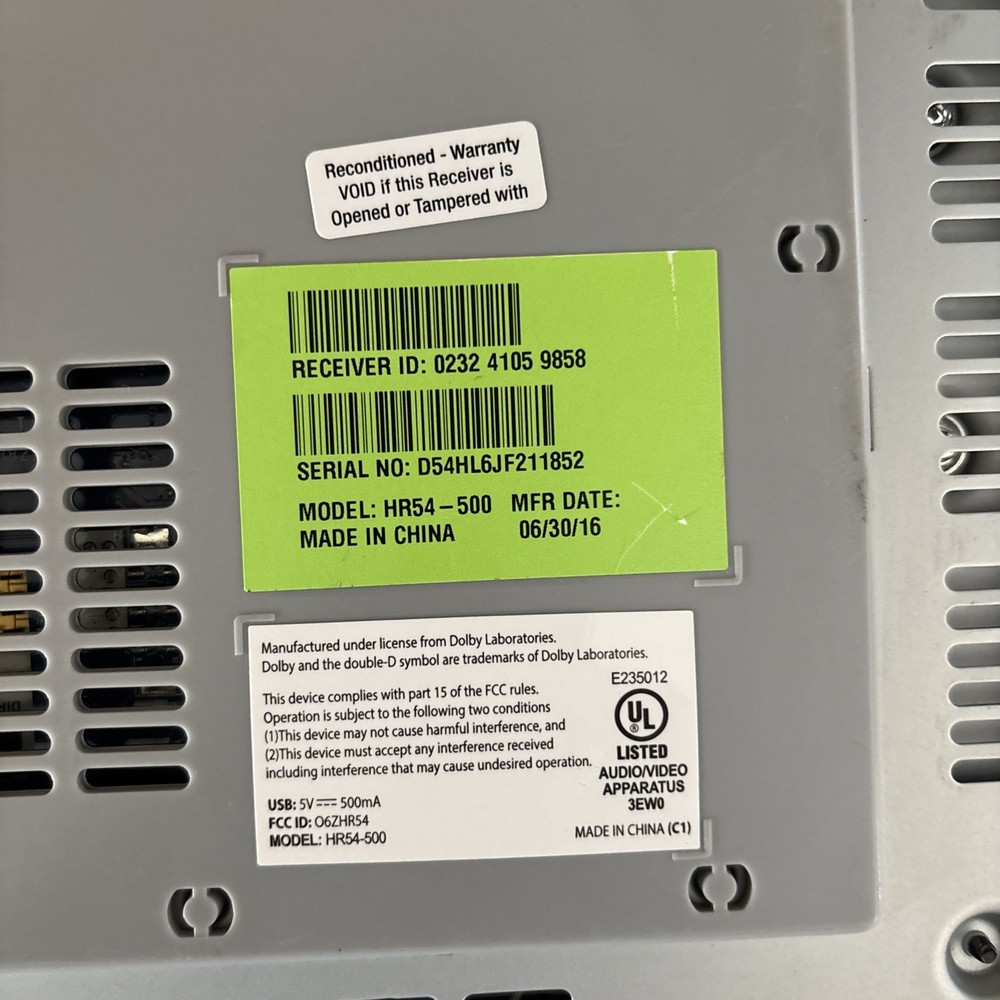 DirecTV Hr54-500 Receiver With Power, Pack And Remote