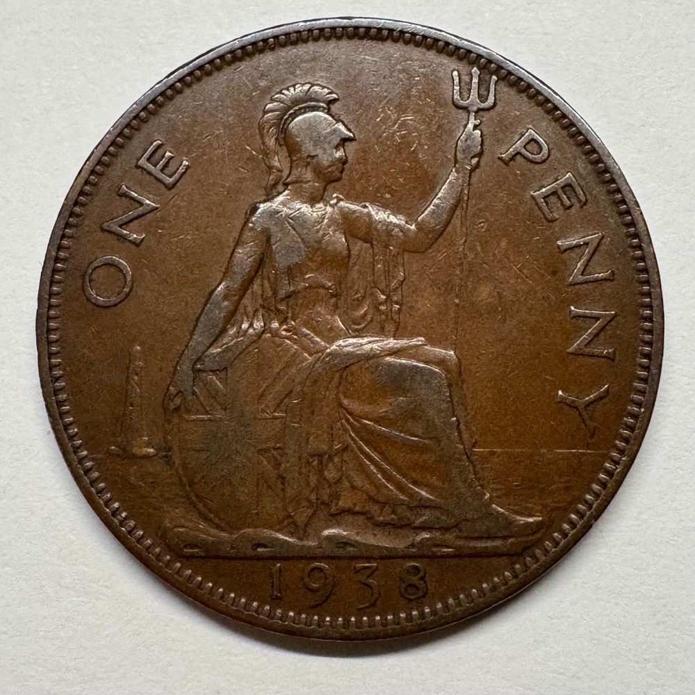 1938 UK 1 Penny - Coin #D-028