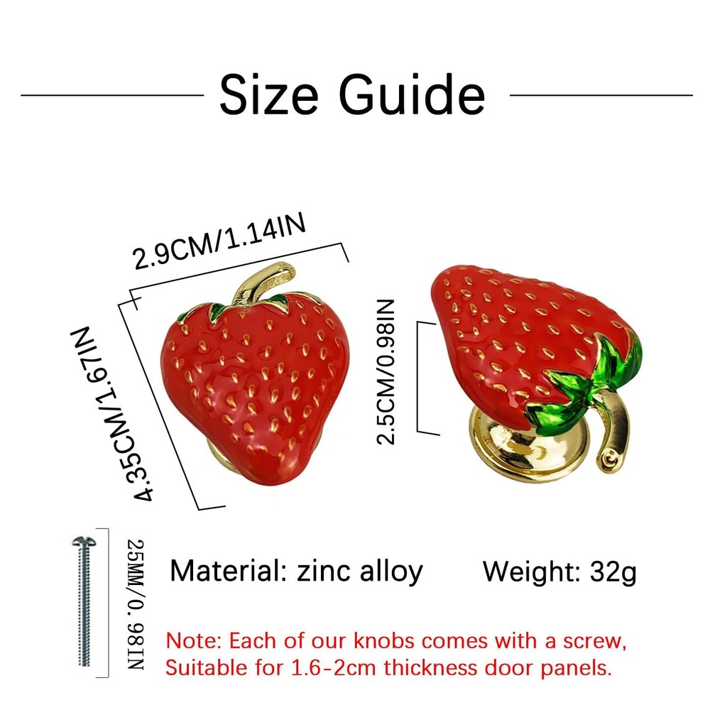 6PCS Strawberry Cabinet KnobsDrawer Knobs Creative knobs Decorative Furniture...