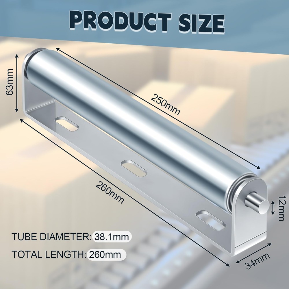 4 Sets 1.5 Conveyor Rollers with Stands for 10 Galvanized Applications
