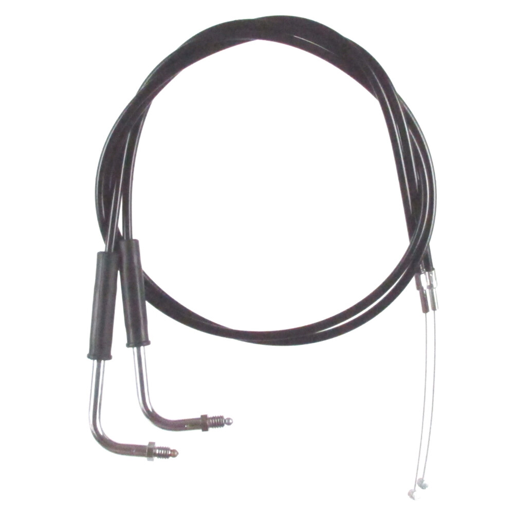 Black Vinyl Coated +4" Throttle Cable Set 1990-1995 Harley Softail Custom models