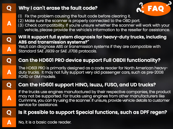 ANCEL HD601 Heavy Duty Truck Scanner Diagnostic Tool Code Reader Reset DPF ABS