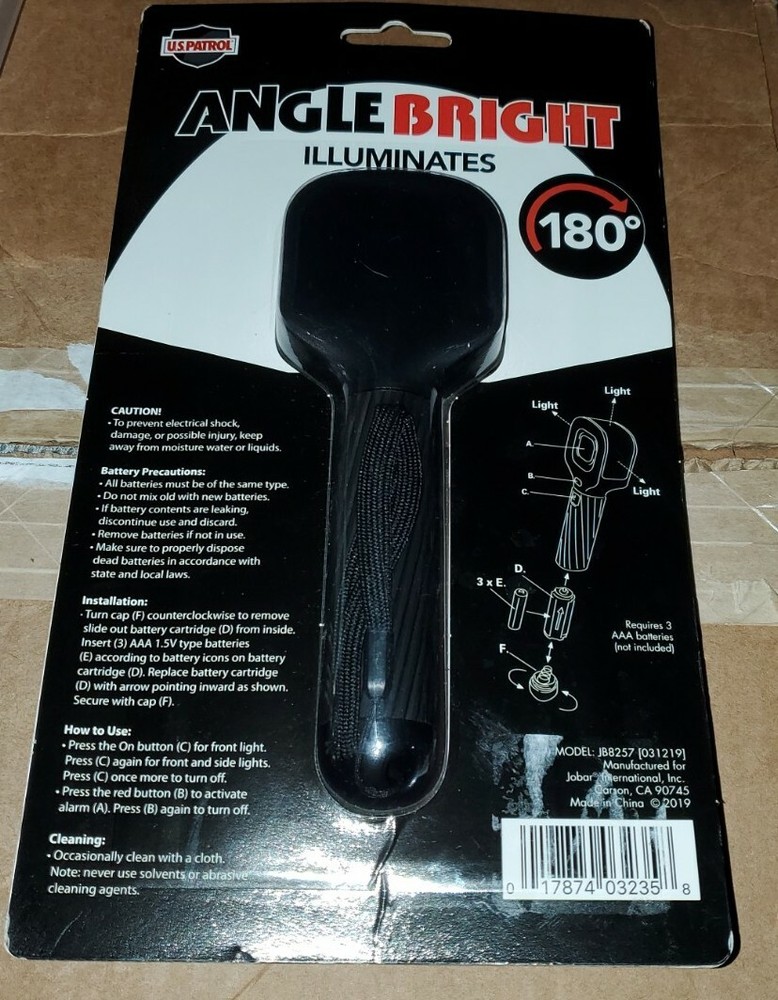 U.S. Patrol Angle Bright Flashlight with built in ALARM.