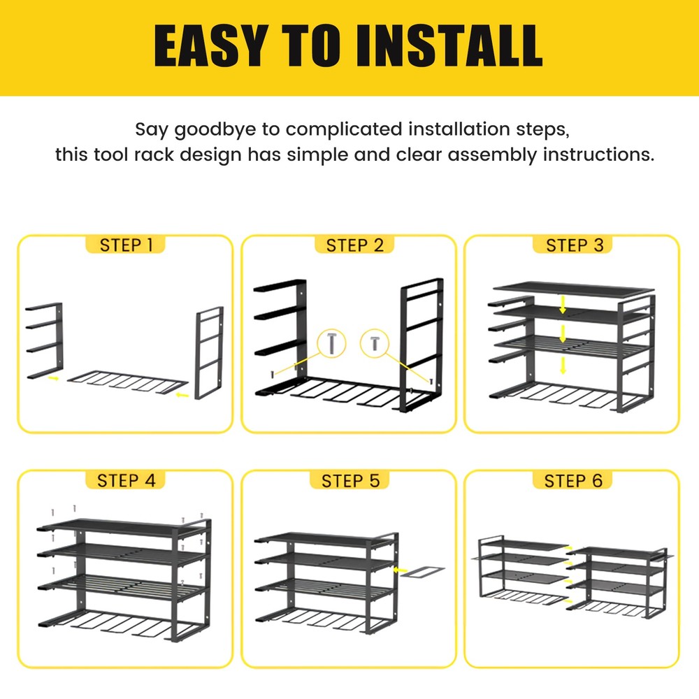 Power Tool Organizer Wall Mount,Extended Large Heavy Duty 12Drill Holder 4 Layer
