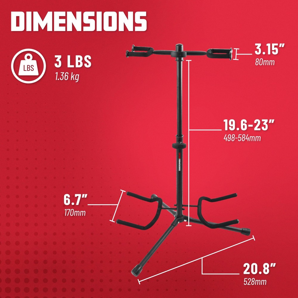 Frameworks Adjustable Double Guitar Stand, Holds Two Electric or Acoustic Gui...