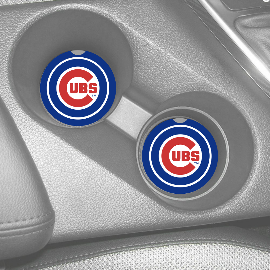 CHICAGO CUBS SANDSTONE CAR COASTERS ABSORBENT SET (2) MLB CENTRAL