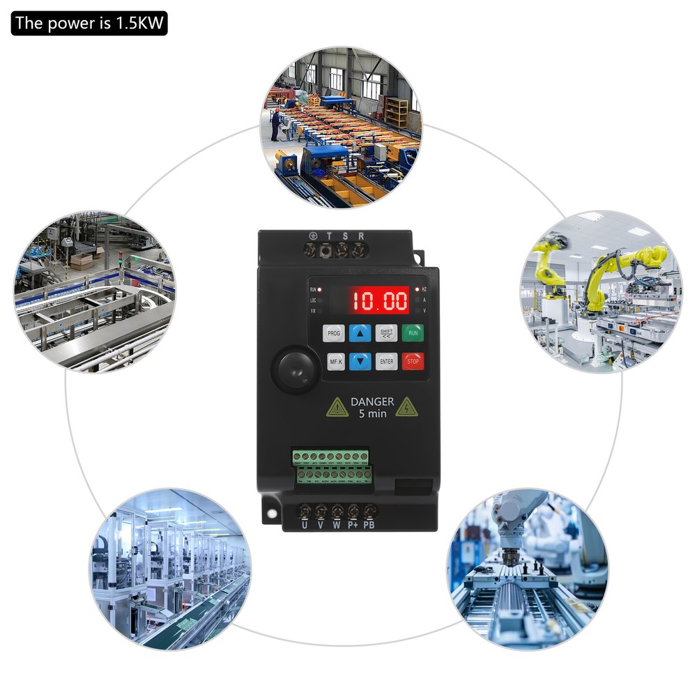 2 HP 3 Phase Motor Variable Frequency Drive VFD Speed Controller 220VAC 1.5KW 7A