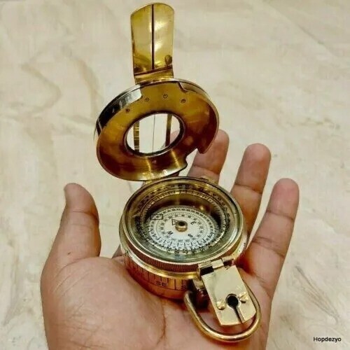 Nautical Solid Brass British Military III Prismatic Pocket Compass Handmade Gift