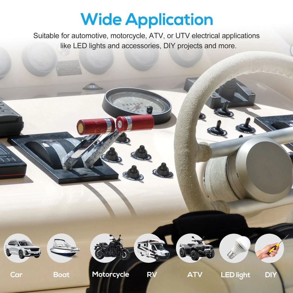 10Pcs Push Button Switch 4.5" Cord IP67 Waterproof for LED Light Motorcycle Part