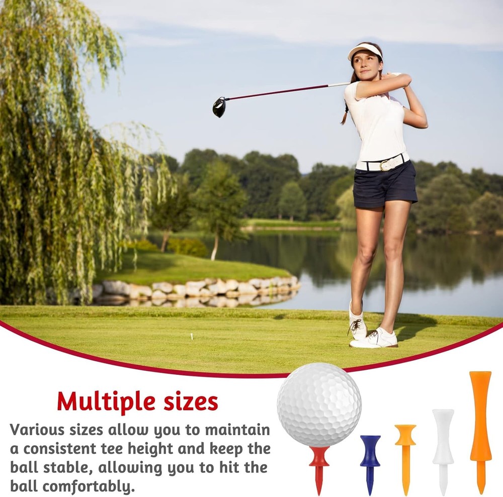 100 Pcs Plastic Castle Golf Tees Step Down Mixed Sizes 31 37 41 51 70mm Assorted