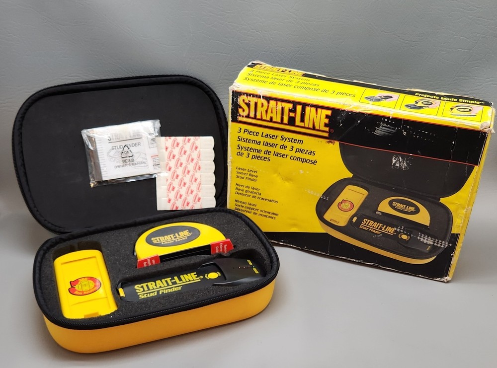 Strait Line 3 Piece Laser System Level Stud Finder And Case