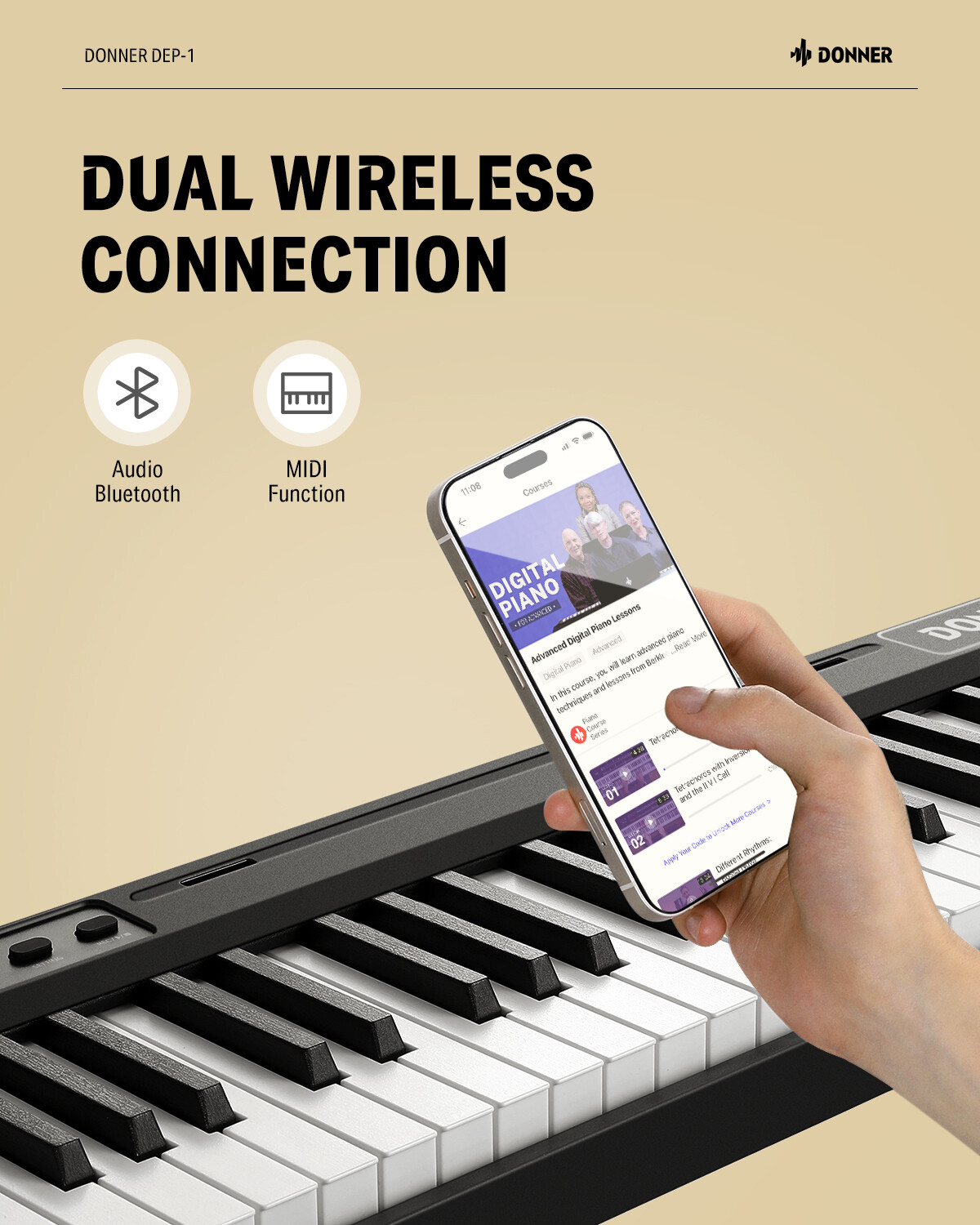 Donner DEP-1 Digital Piano 88 Key Portable Piano With Sustain Pedal Carry Case