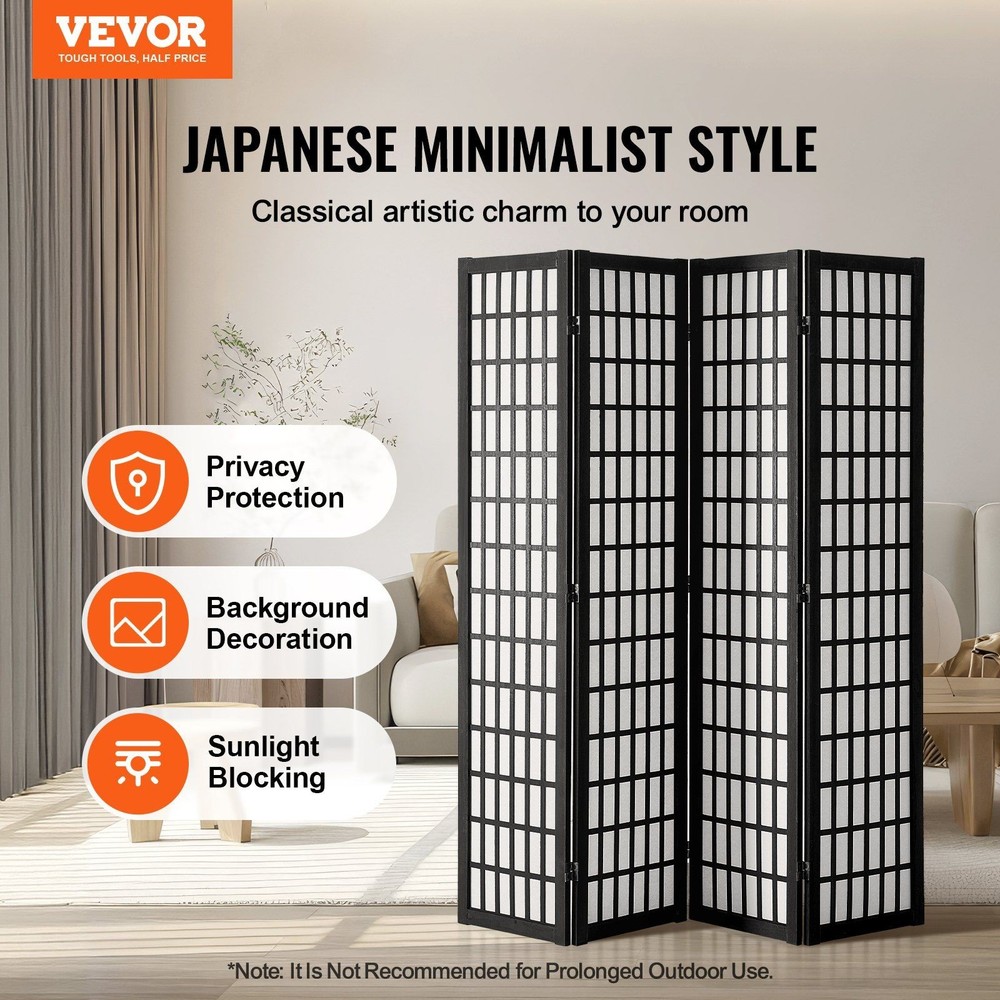 Light Filtering Room Divider 4 Panels 64in Tall Foldable for Small Spaces