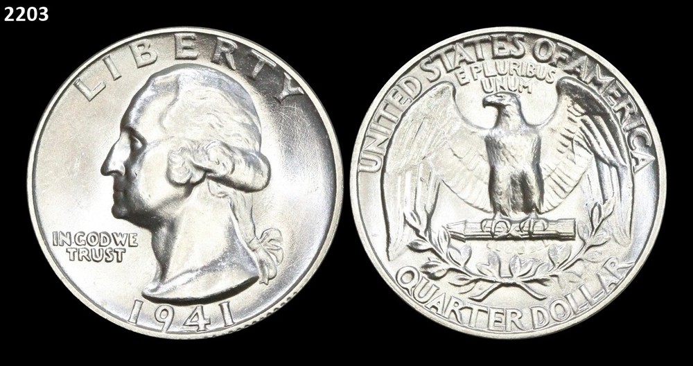 1941 25C WASHINGTON SILVER QUARTER GEM BU [2203]