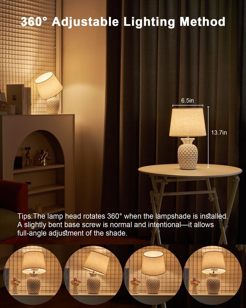 13" Small Rechargeable Cordless Table Lamp, Remote Control Timer Dimmer, Batt...