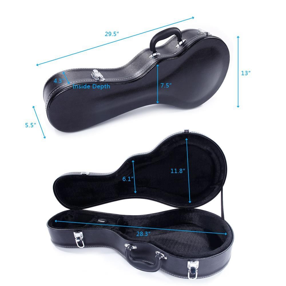 Glarry PVC Microgroove Pattern Hardshell Mandolin Case for F Style Mandolins