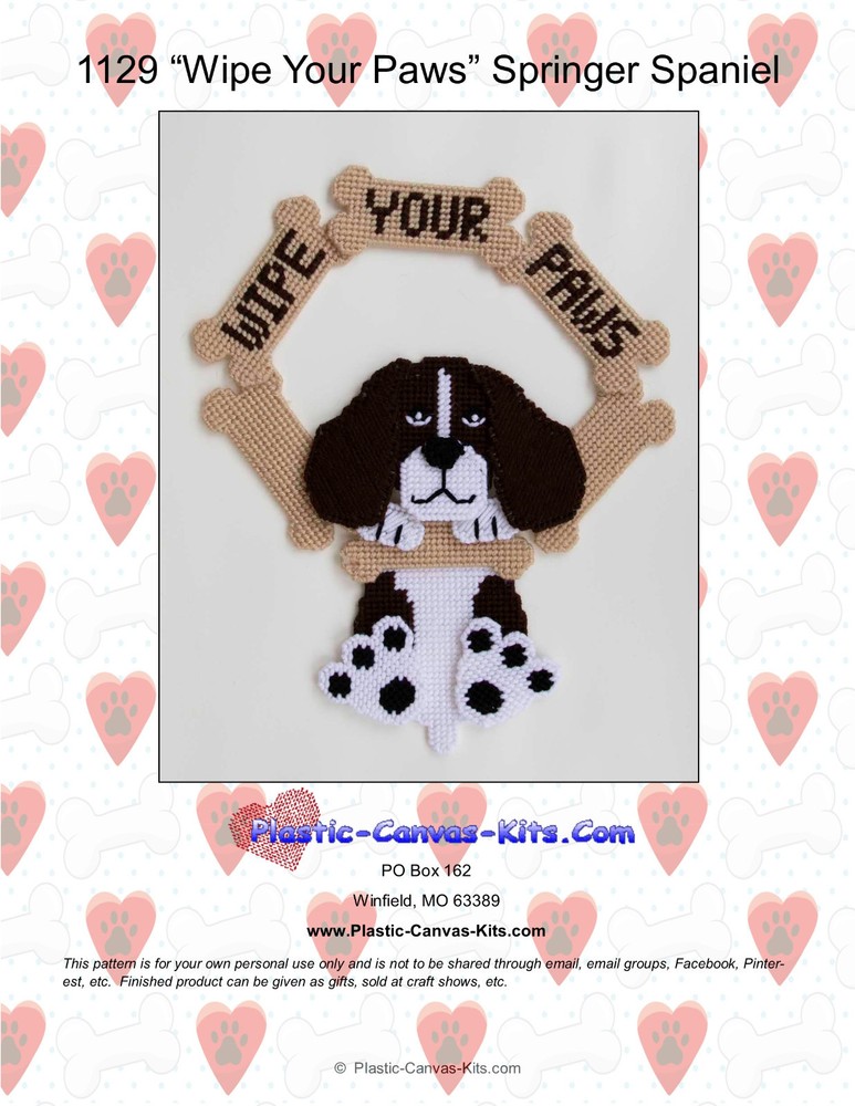 Wipe Your Paws-Springer Spaniel Dog-Plastic Canvas Pattern or Kit