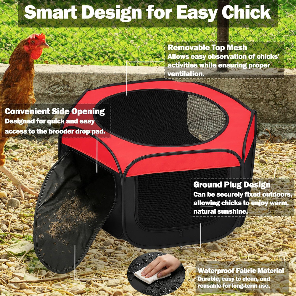 Chicken Brooder Box for Chicks, Pop up Chick Starter Kit Brooder Pen with Double