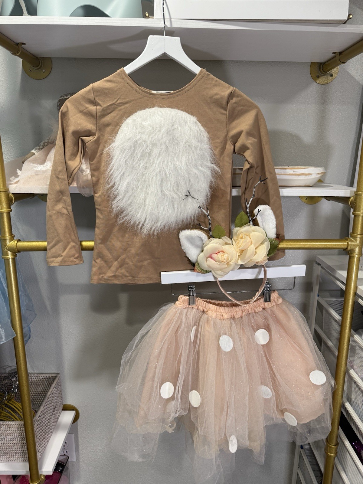 NWOT Pottery Barn Kids WOODLAND DEER TUTU HALLOWEEN COSTUME Size 7-8