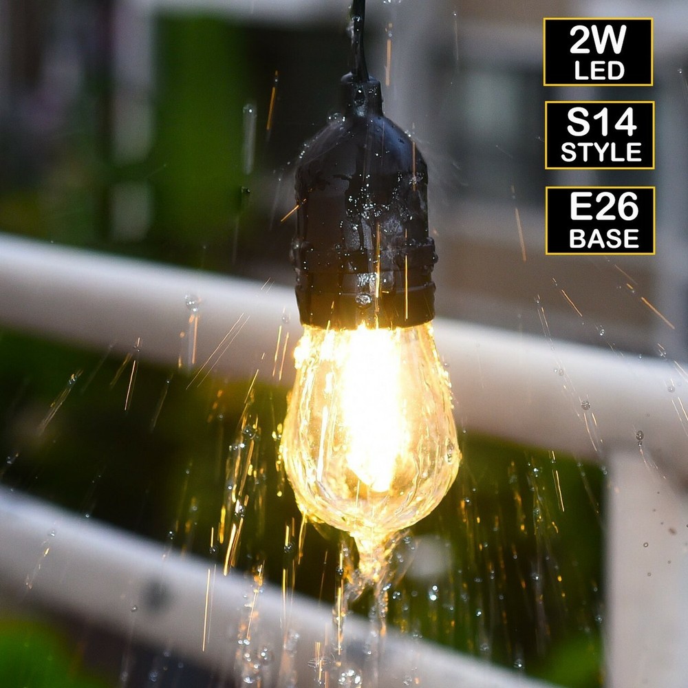 Bioluz LED Outdoor String Lights, 49Ft LED Weatherproof Connectable String Li...