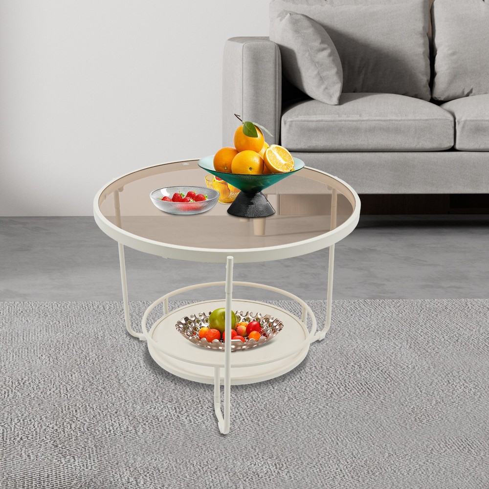Modern Round 2-Tier Side Table, Coffee Table,tea table for balcony, study room