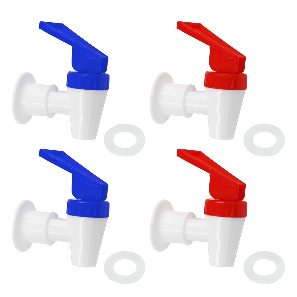 4Pcs Replacement Cooler Faucet, 2 Red and 2 Blue Internal Thread Plastic Spigot