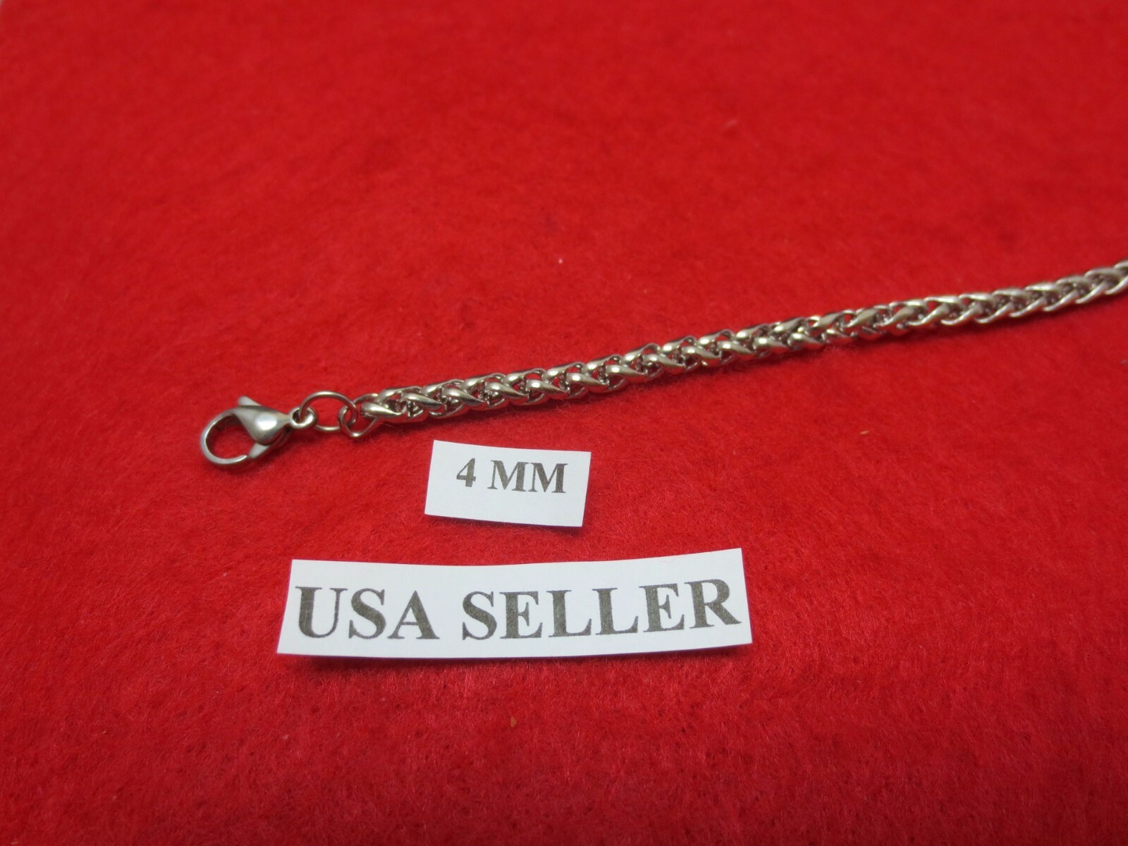 3/4/7 MM Mens 16-60" STAINLESS STEEL SILVER BRAIDED WHEAT ROPE CHAIN NECKLACE