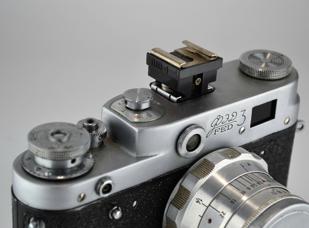 SOVIET USSR "PLV" FLASH SHOE ADAPTER FOR ZENIT CAMERAS FULL SET (2)