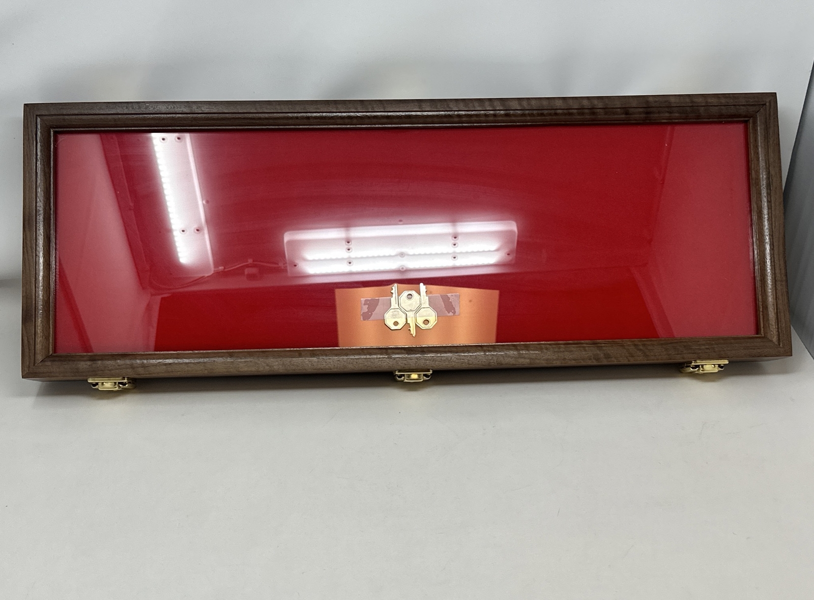 Walnut Wood Display Case 9 x 25 x 2 for Arrowheads Knives Collectibles & More