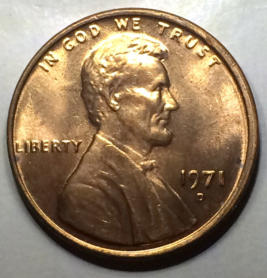 1971 D Lincoln Cent BU Mostly Red- Spike Head- Unlisted
