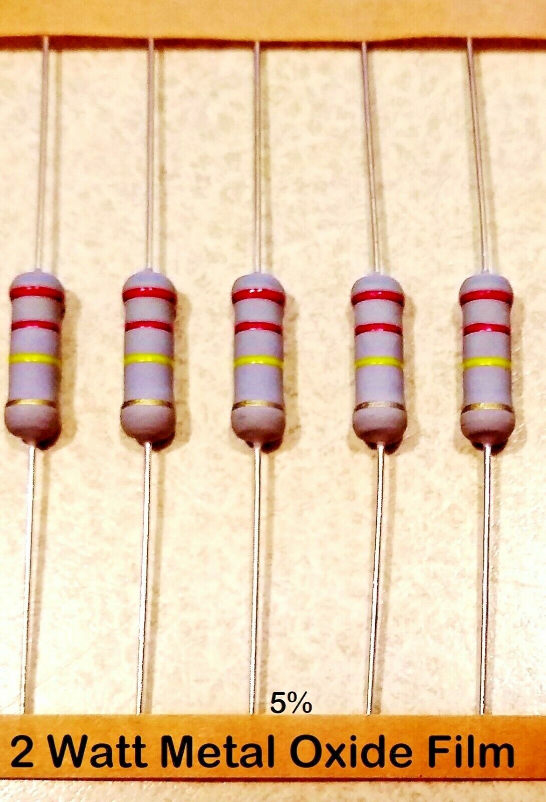 5 PCS 2Watt  Metal Oxide Film Resistors 2W Resistor 5% YOU CHOOSE VALUE