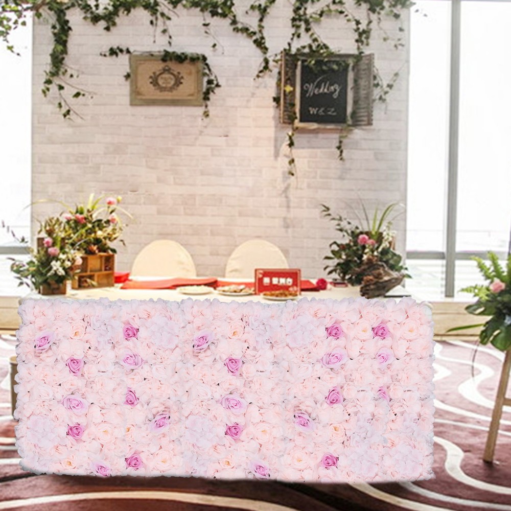 4Pcs Artificial Flower Wall Panel Backdrop Wedding Party Background Venue Decor