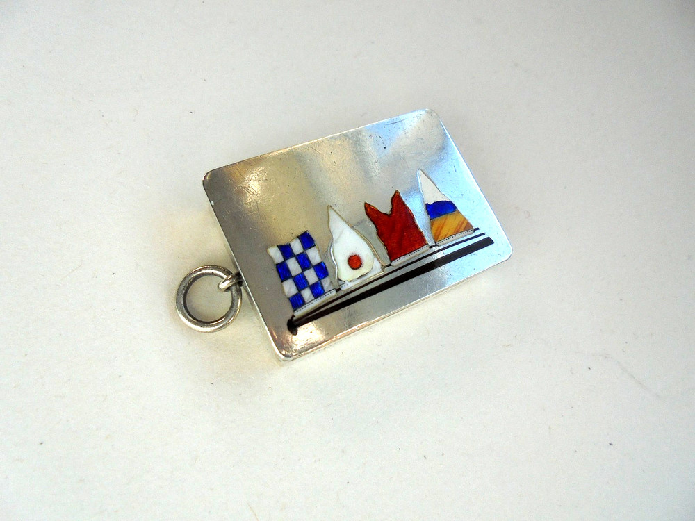 Antique Silver Enamel Flag Vesta Case