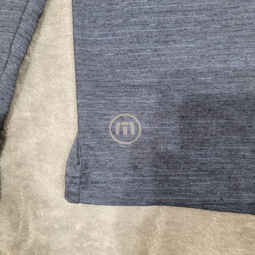 Travis Mathew Mens Medium 1/4 Zip Pullover Shirt Blue Heather Performance Golf