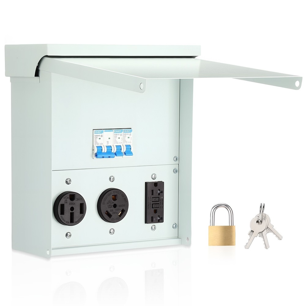 Temporary Power Outlet Panel RV Electrical Panel 20 30 50 Amp Outlet Box -