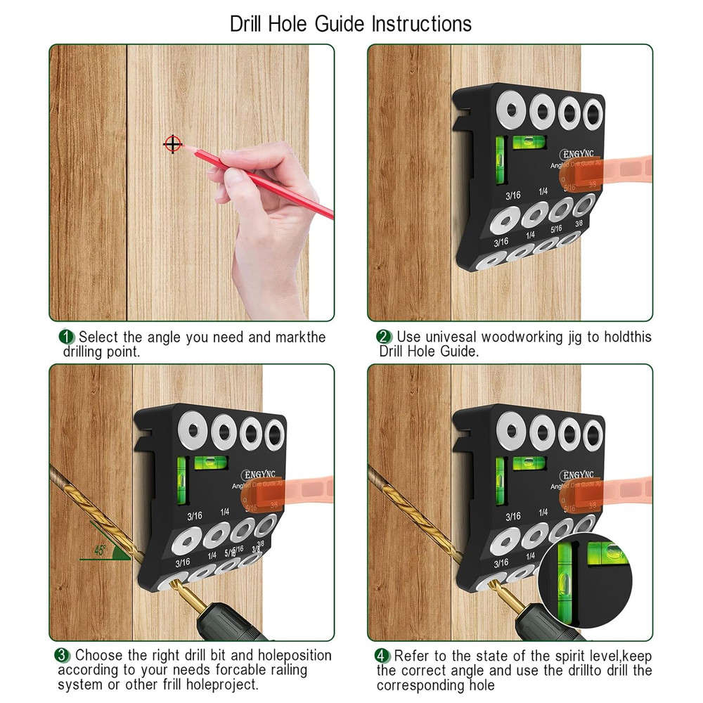 Adjustable Angled Drill Guide Jig 30° 45° 90°