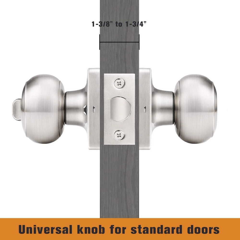 Probrico Brushed Nickel Square Door Knobs, Privacy Knob