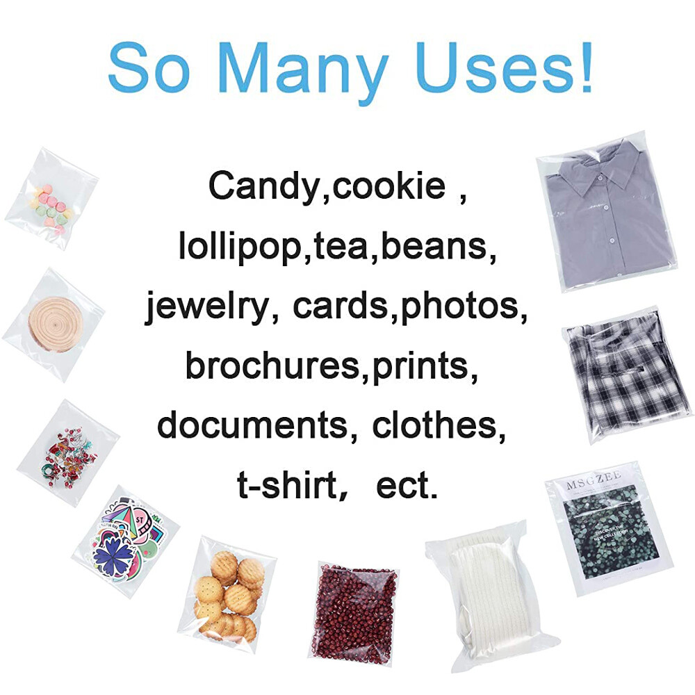 Clear Self Adhesive Resealable Cellophane Bags Seal Cello Lip & Tape Poly OPP US