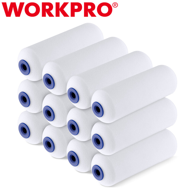 WORKPRO 12 PCS 4 inch Foam Paint Roller Mini Paint Roller Small Paint Roller Kit