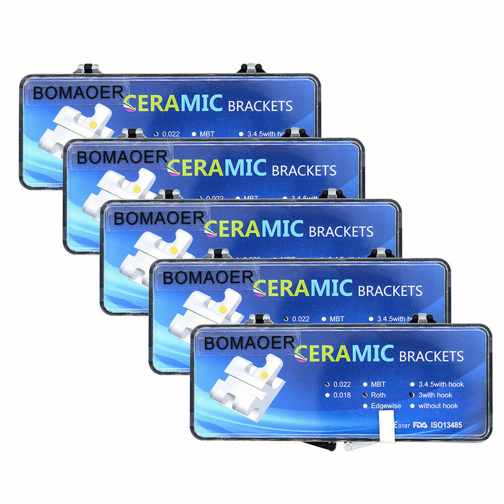 Dental Ceramic Brackets 5 Kit, Roth .022 with 3 Hooks 20pcs/Box