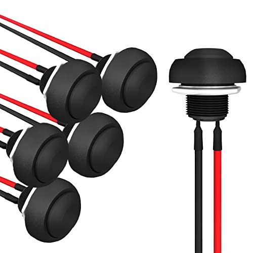 12mm Momentary Push Button Switch Mini Round Switch Waterproof 1A 250V Black