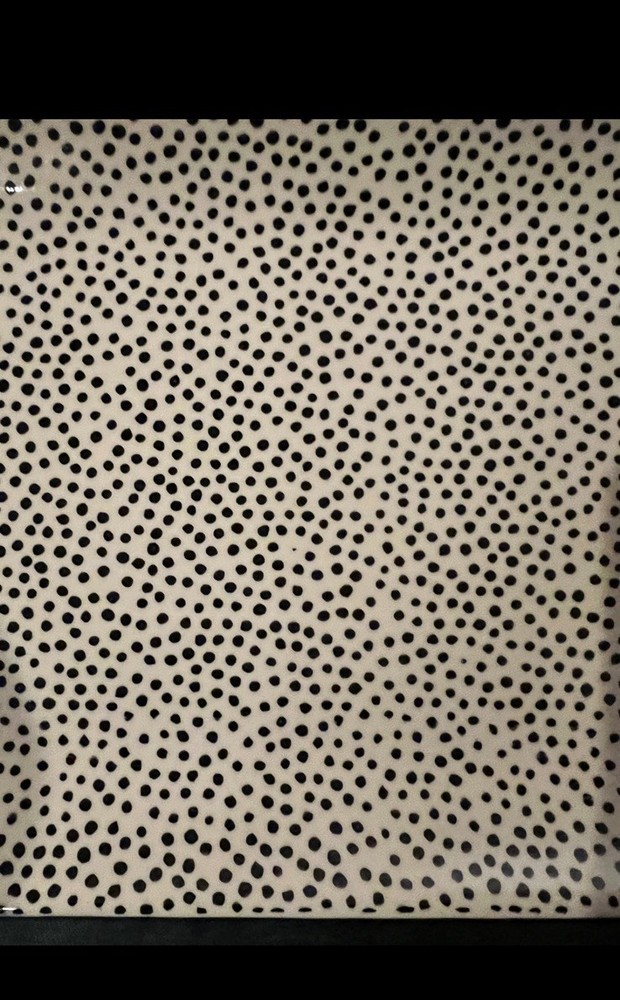 Thyme & Table Dot Rectangular Platter Stoneware Gold Trim Dishwasher Micro Safe