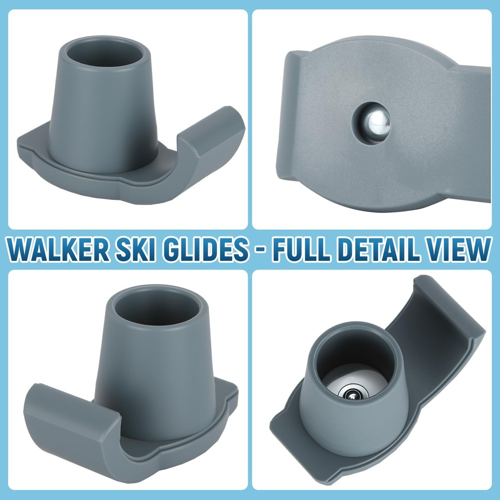 Eotufuir Walker Ski Glides for Folding Walkers - Universal 2PACK, GRAY, Gray