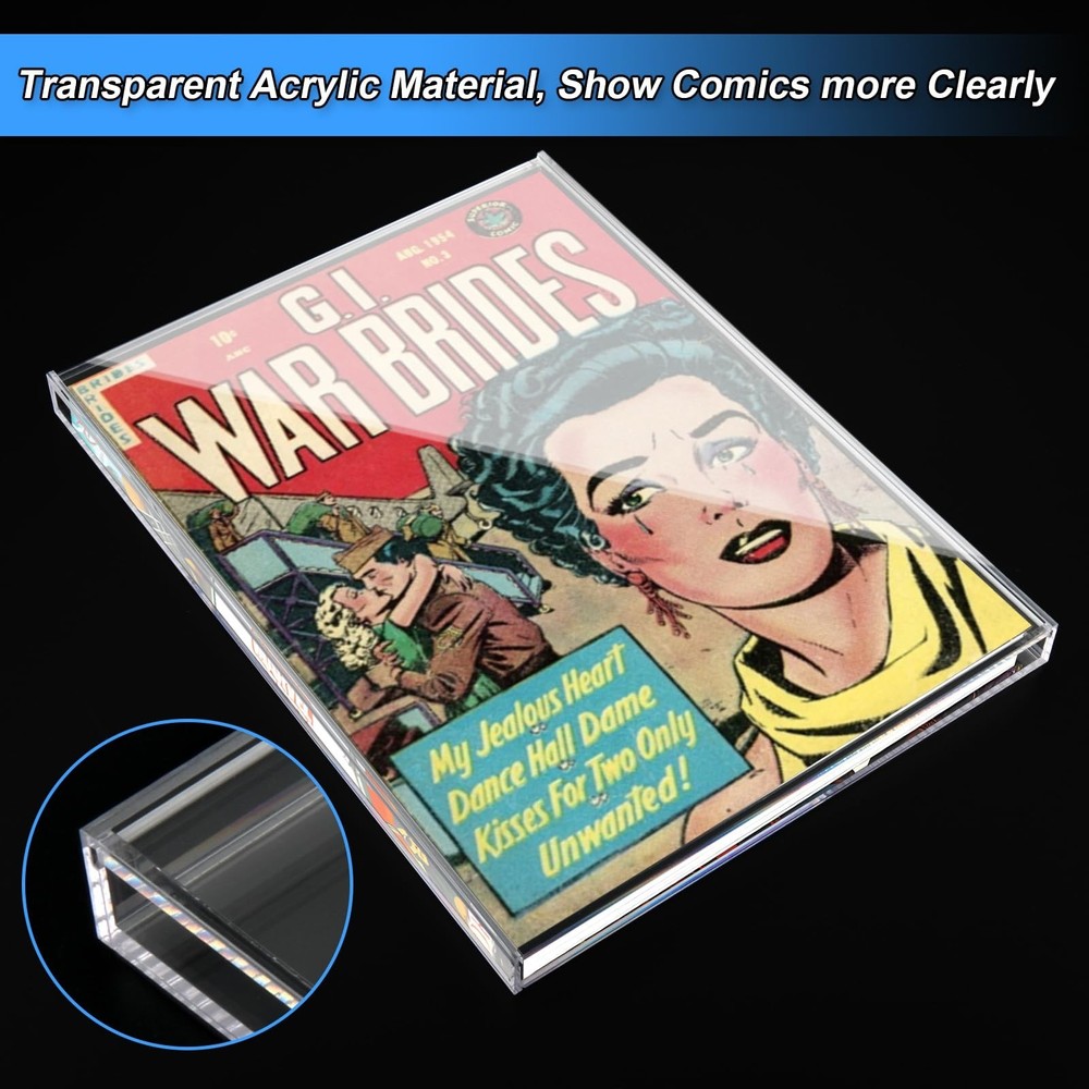 Acrylic Comic Display Case - Wall Mounted, UV-Protection, Silver Age Comic Sh...